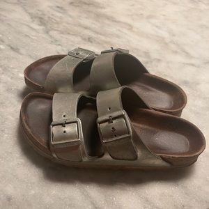 Womens Silver Birkenstocks 38